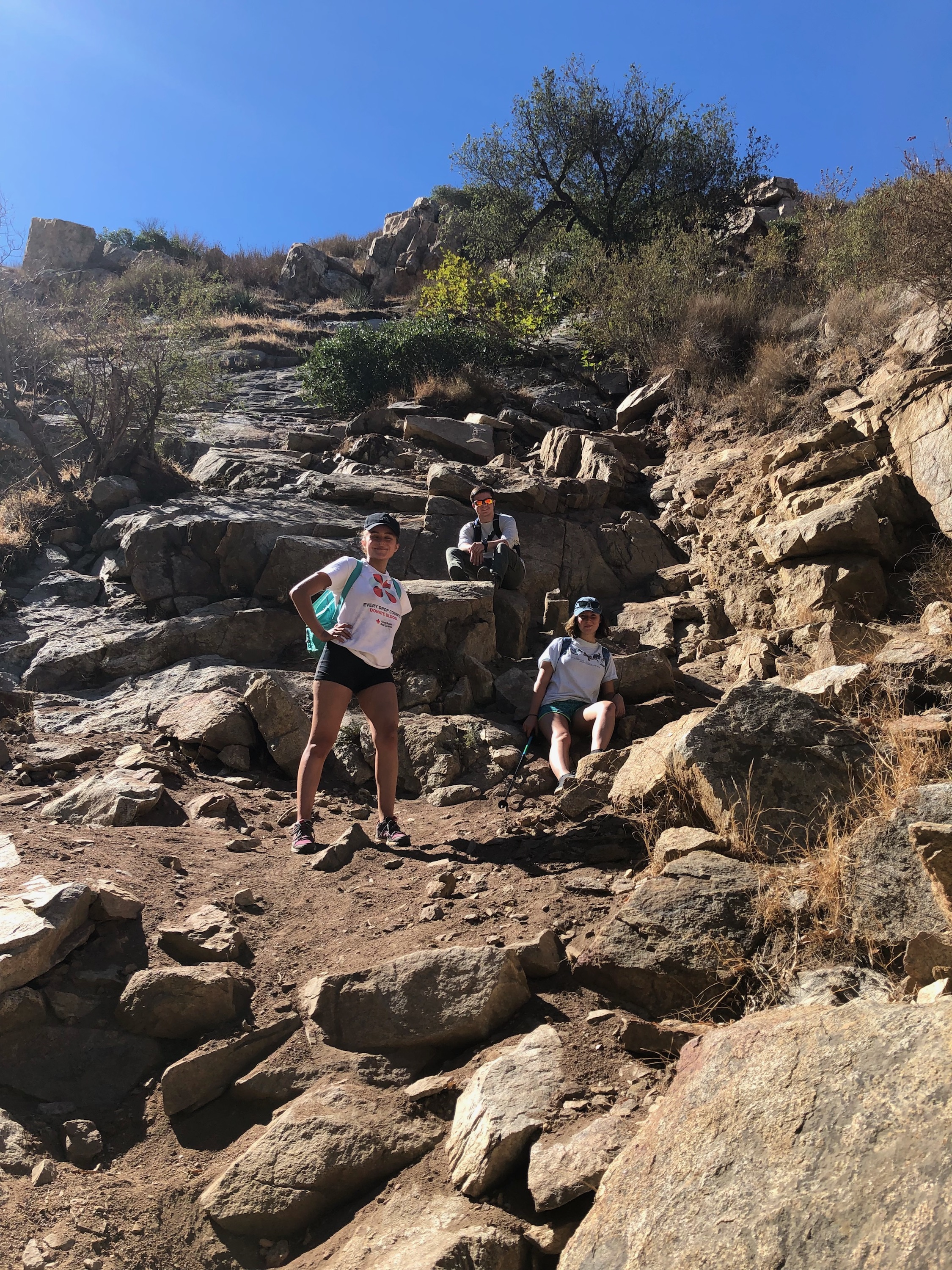 A group picture of me hiking with two other friends